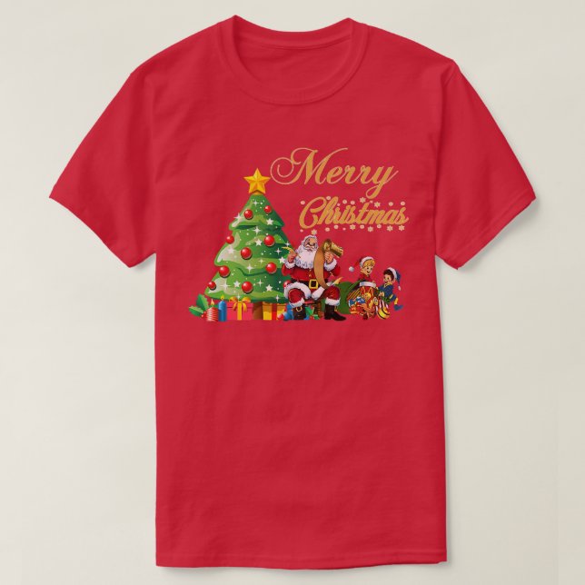 Santa Claus Xmas Lights Merry Christmas 2021  T-Shirt (Design Front)
