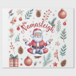 Santa Claus Yoga with Christmas themed Wrapping Paper