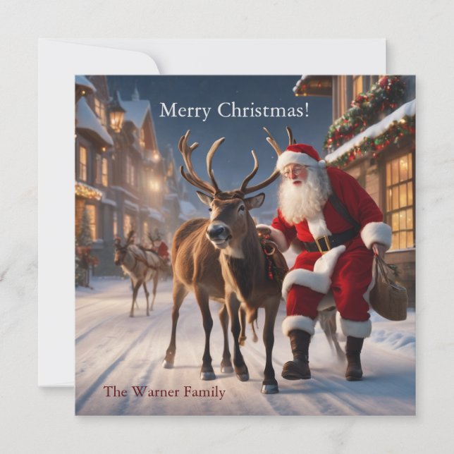 Santa Clause and his reindeer Holiday Card (Front)
