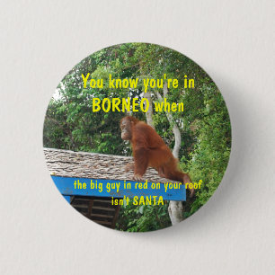 Santa Clause Borneo Christmas 6 Cm Round Badge