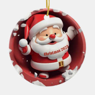 Santa Clause Christmas Ceramic Ornament