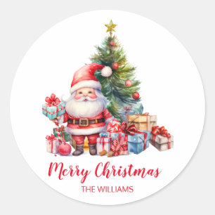 Santa Clause Christmas Classic Round Sticker