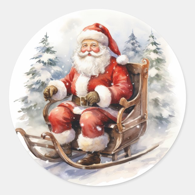 Santa Clause Classic Round Sticker (Front)