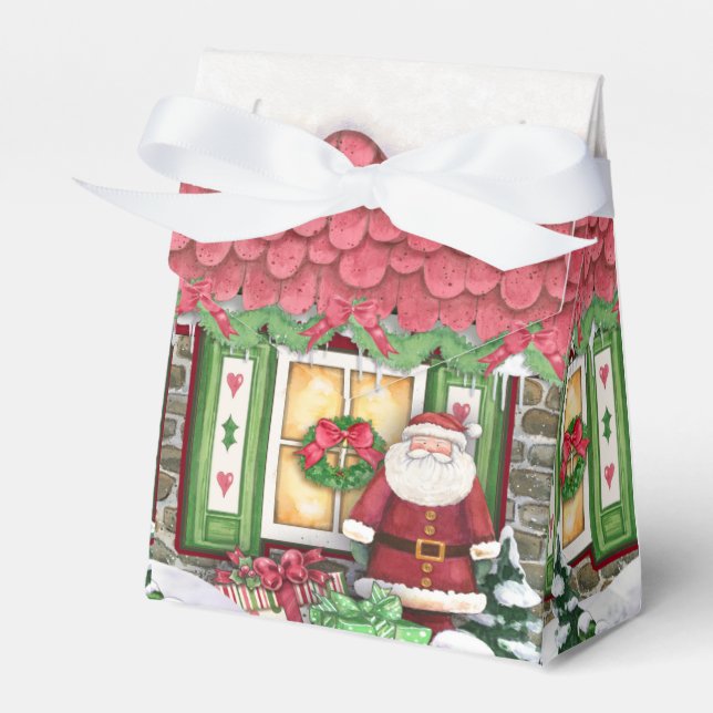 Santa Clause Cottage Christmas Favour Box (Front Side)
