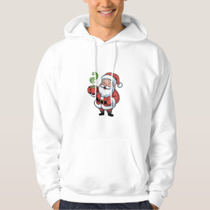 Santa Clause Drinking a Matcha Christmas Hoodie