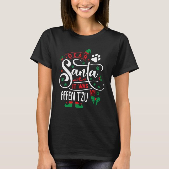 Santa Clause elf Xmas Christmas Dog breed Affen Tz T-Shirt (Front)
