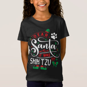 Santa Clause elf Xmas Christmas Dog breed my Shih  T-Shirt