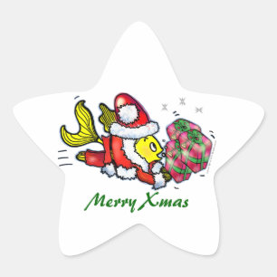 Santa Clause Fish - funny cute Christmas Stickers
