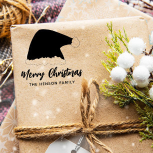Santa Clause Hat Merry Christmas Script Family Self-inking Stamp