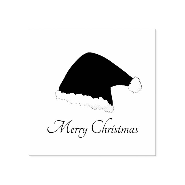 Santa Clause Hat Stylish Script Holiday Rubber Stamp (Imprint)