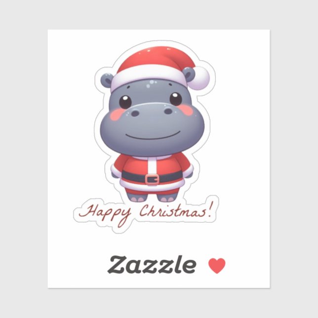 santa clause hippo,funny hippo (Sheet)