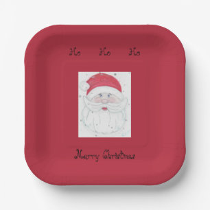 Santa Clause "Ho Ho Ho" Christmas Paper Plate