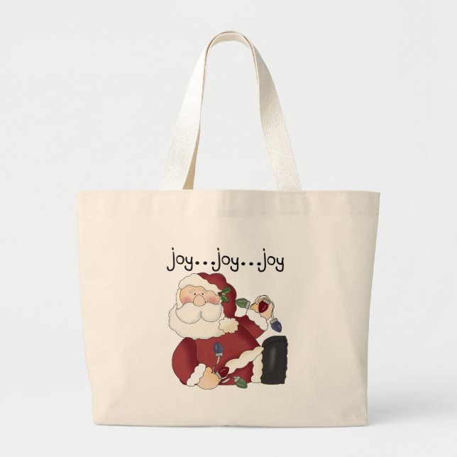 Santa Clause Holiday Joy T-shirts and gifts Large Tote Bag (Front)