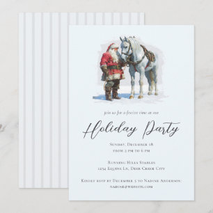 Santa Clause Horse Equestrian Holiday Party Invitation
