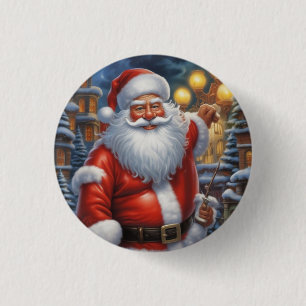 Santa Clause Merry Christmas Happy New Year 3 Cm Round Badge