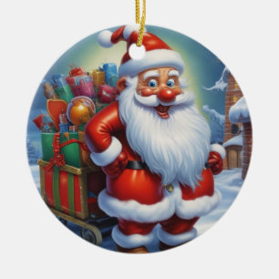 Santa Clause Merry Christmas Happy New Year Ceramic Tree Decoration