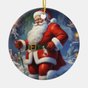 Santa Clause Merry Christmas Happy New Year Ceramic Tree Decoration