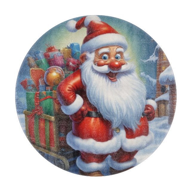 Santa Clause Merry Christmas Happy New Year Cutting Board (Front)