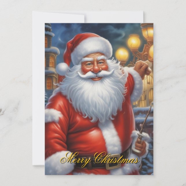 Santa Clause Merry Christmas Happy New Year Holiday Card (Front)
