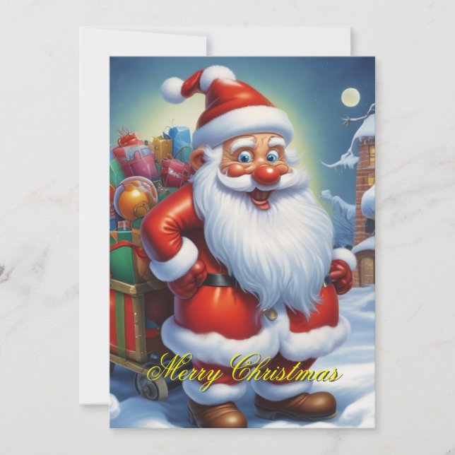 Santa Clause Merry Christmas Happy New Year Holiday Card (Front)