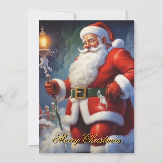 Santa Clause Merry Christmas Happy New Year Holiday Card (Front)