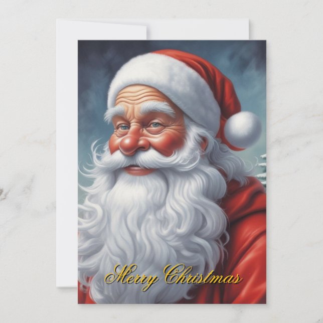 Santa Clause Merry Christmas Happy New Year Holiday Card (Front)