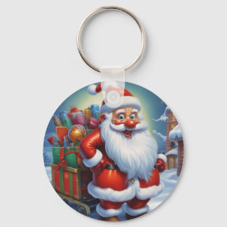 Santa Clause Merry Christmas Happy New Year Key Ring