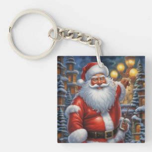 Santa Clause Merry Christmas Happy New Year Key Ring