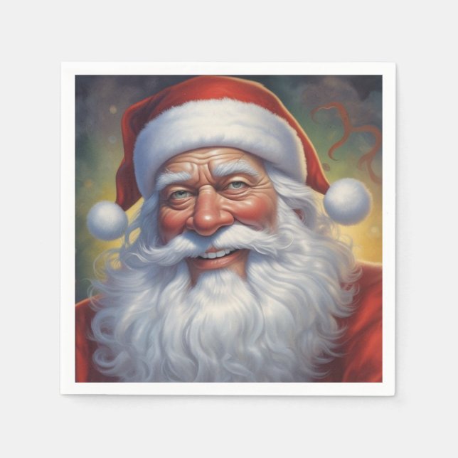 Santa Clause Merry Christmas Happy New Year Napkin (Front)