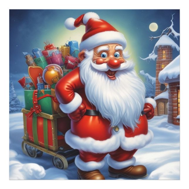 Santa Clause Merry Christmas Happy New Year Photo Print (Front)