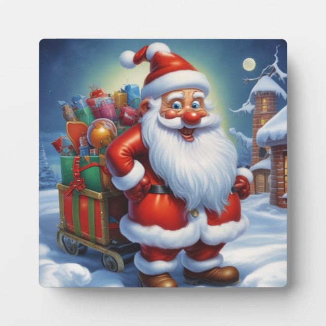 Santa Clause Merry Christmas Happy New Year Plaque (Front)