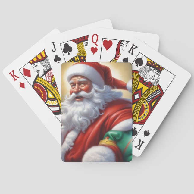 Santa Clause Merry Christmas Happy New Year Playing Cards (Back)