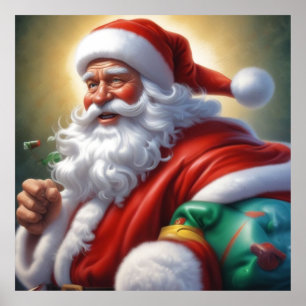 Santa Clause Merry Christmas Happy New Year Poster