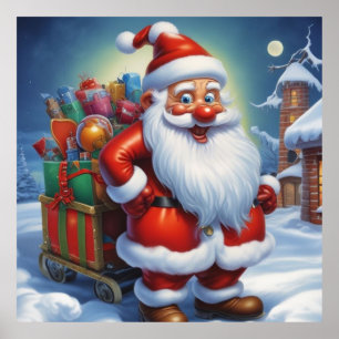 Santa Clause Merry Christmas Happy New Year Poster