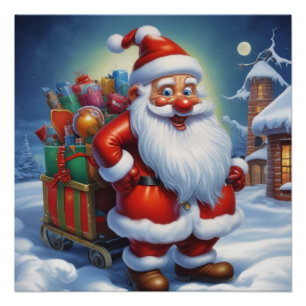 Santa Clause Merry Christmas Happy New Year Poster