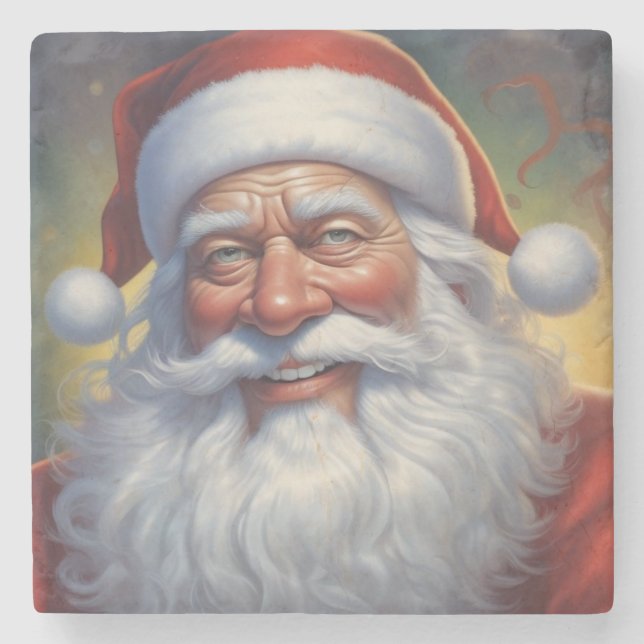Santa Clause Merry Christmas Happy New Year Stone Coaster (Front)
