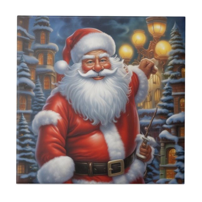 Santa Clause Merry Christmas Happy New Year Tile (Front)