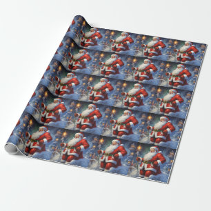 Santa Clause Merry Christmas Happy New Year Wrapping Paper