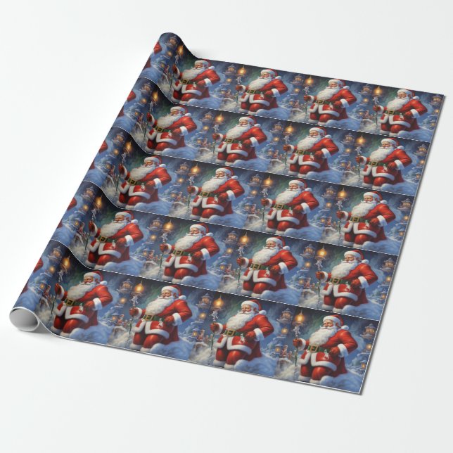 Santa Clause Merry Christmas Happy New Year Wrapping Paper (Unrolled)