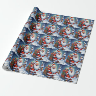 Santa Clause Merry Christmas Happy New Year Wrapping Paper