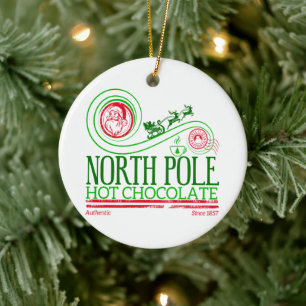 Santa Clause North Pole Hot Chocolate Ceramic Tree Decoration