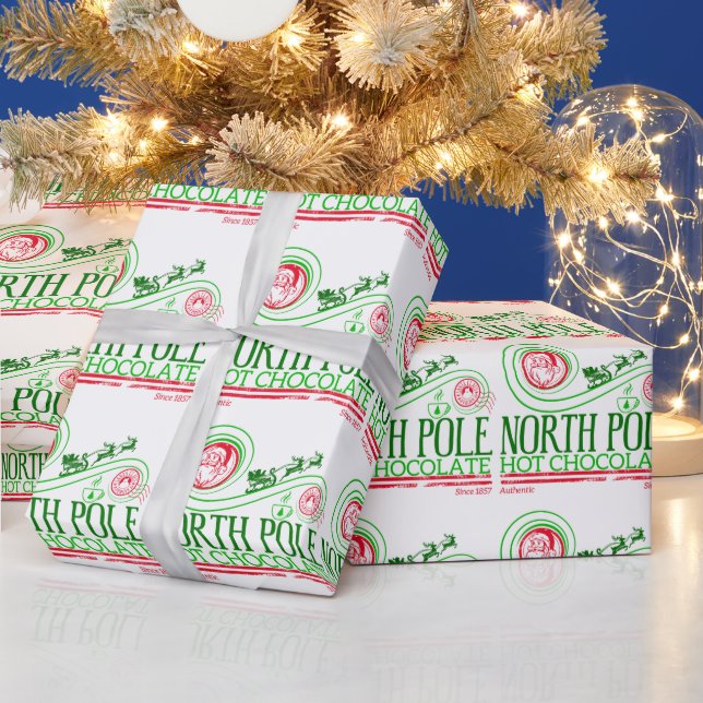 Santa Clause North Pole Hot Chocolate Wrapping Paper (Holidays)