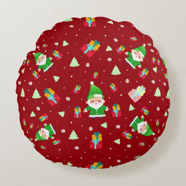 Santa Clause pattern Round Cushion (Front)