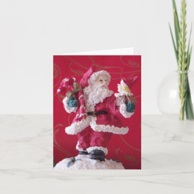 Santa Clause Photo Blank Folded Note Card (Front)