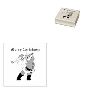 Santa Clause playing golf 2x2  Rubber Stamp