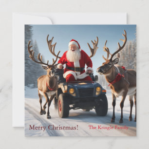 Santa Clause riding a 4-wheeler Holiday Card