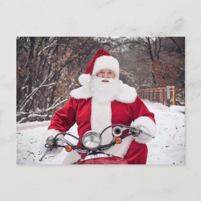 Santa Clause riding a Motorcycle Post Card (Front)