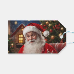 Santa Clause smiling and waving Gift Tags