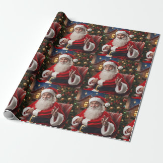 Santa Clause smiling and waving Wrapping Paper