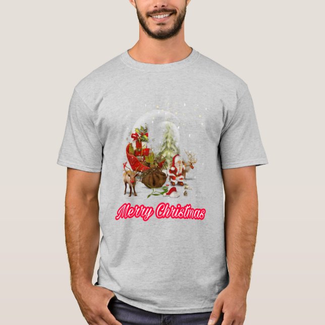 Santa clause spreading peace love on Christmas  T-Shirt (Front)